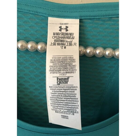 NWT Under Armour Womens Size M Teal Running Shirt Fitted HeatGear Short Sleeve - Picture 5 of 7